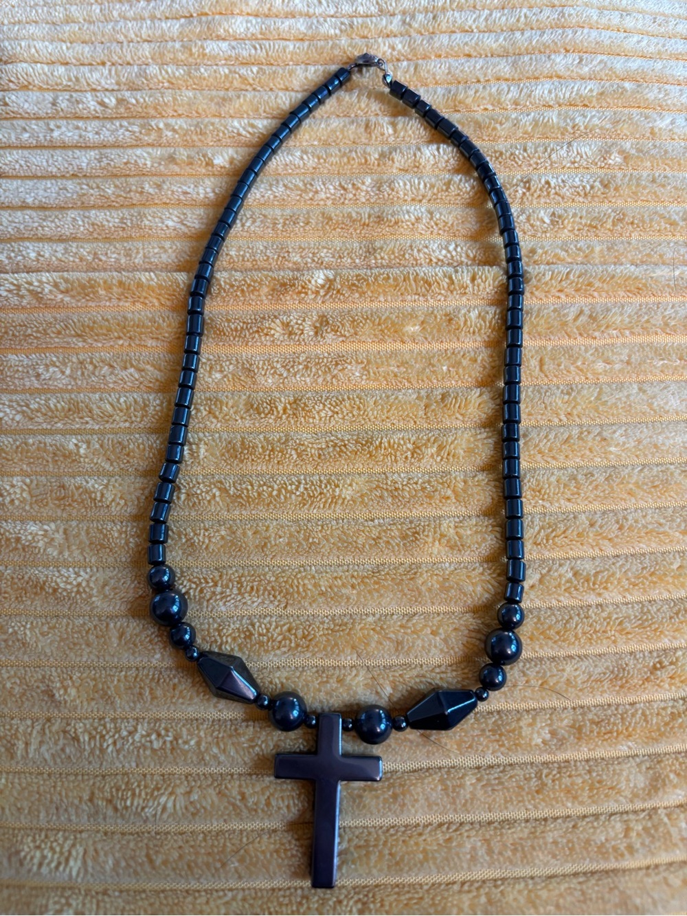 Black Beaded Cross Necklace - Women Jewelry